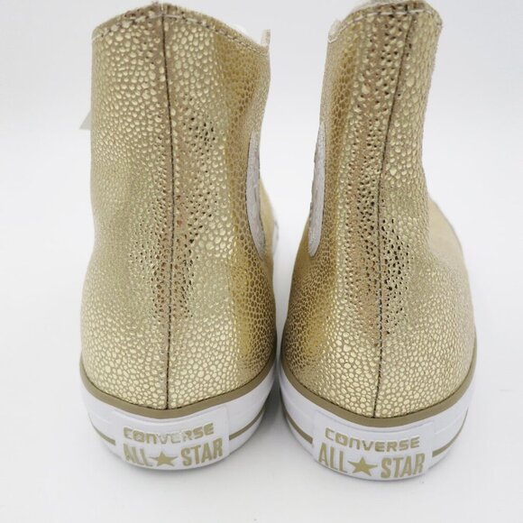 Converse CTAS Classic Shroud Hi Gold Metallic Pebble Grain Leather 9M NIB - Picture 7 of 16